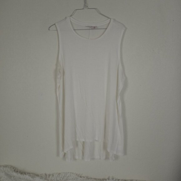 LOGO by Lori Goldstein Layers Sleeveless Top Solid White Ultra Soft XLP - Picture 5 of 5